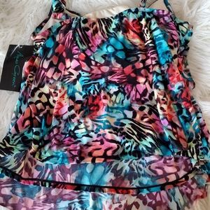 Aqua Green multi colored tankini